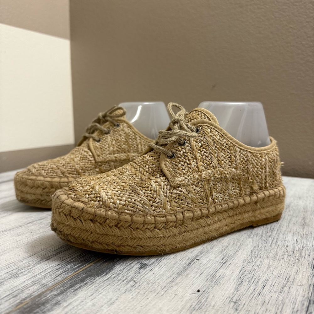 Jeffrey Campbell Woven Raffia Tan Espadrilles